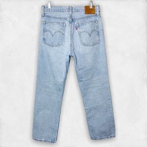 Levi’s Wedgie Straight Leg Jeans 27 light wash faded button fly high waist mom